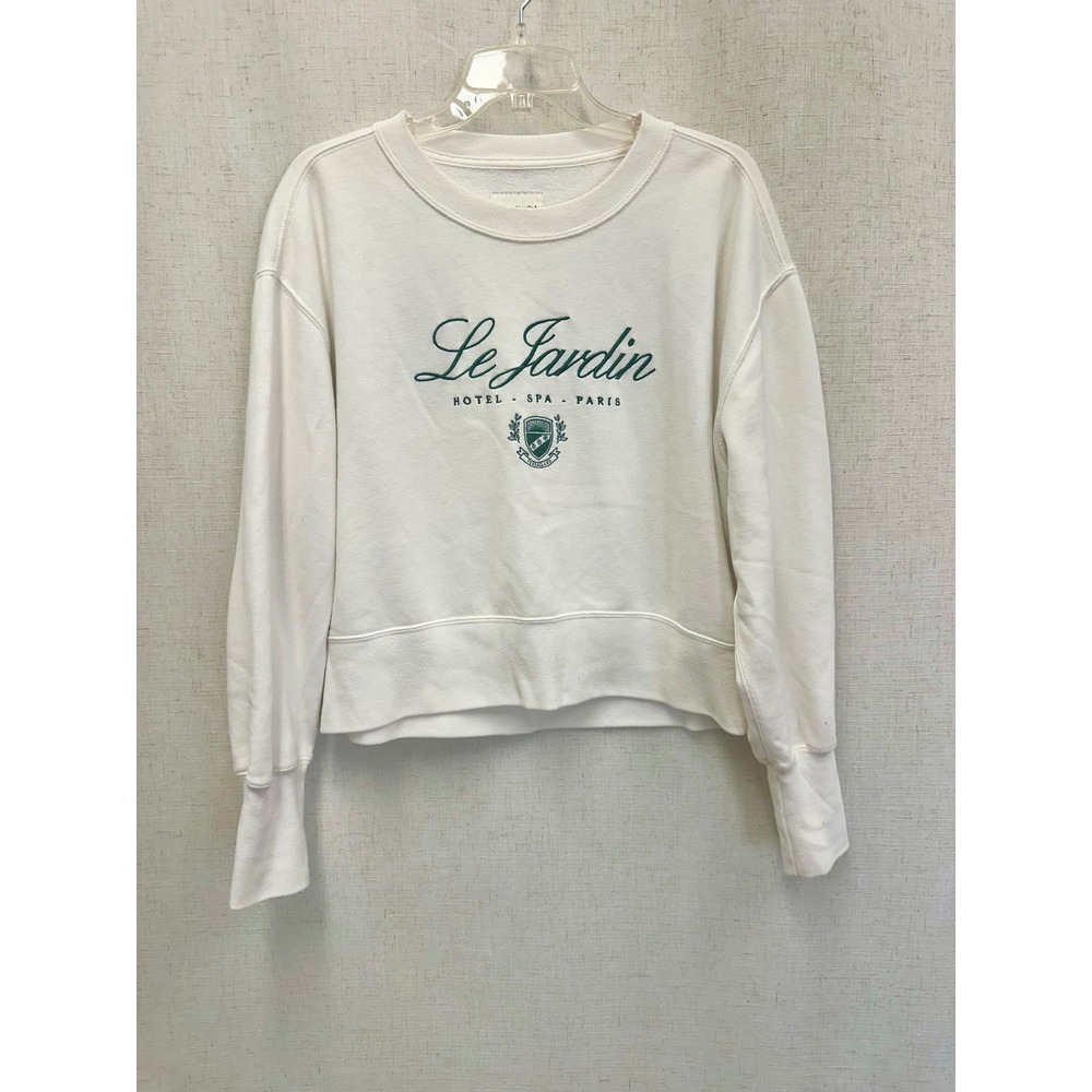 Abercrombie & Fitch Sweatshirt Size Large White Le Jardin Paris Graphic Pullover - Picture 10 of 14
